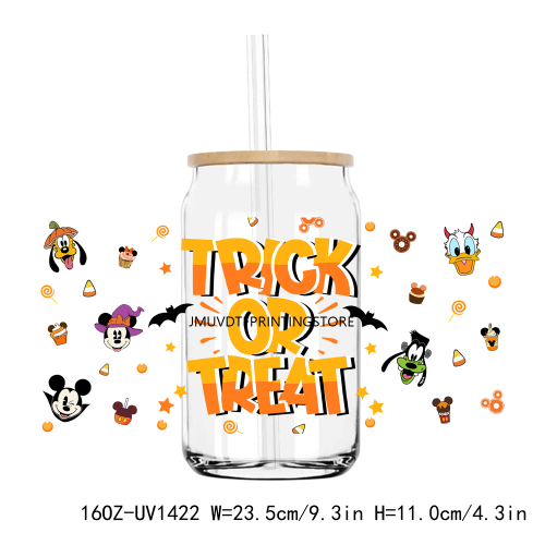 Cute Halloween Cartoon 16OZ UV DTF Cup Wrap Transfers Stickers Custom Labels DIY Durable Waterproof Logo For Libbey Glass Can