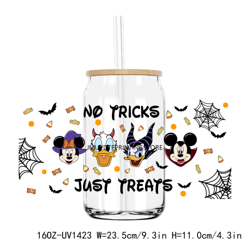 Cute Halloween Cartoon 16OZ UV DTF Cup Wrap Transfers Stickers Custom Labels DIY Durable Waterproof Logo For Libbey Glass Can