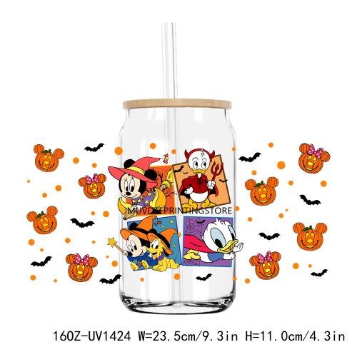 Cute Halloween Cartoon 16OZ UV DTF Cup Wrap Transfers Stickers Custom Labels DIY Durable Waterproof Logo For Libbey Glass Can