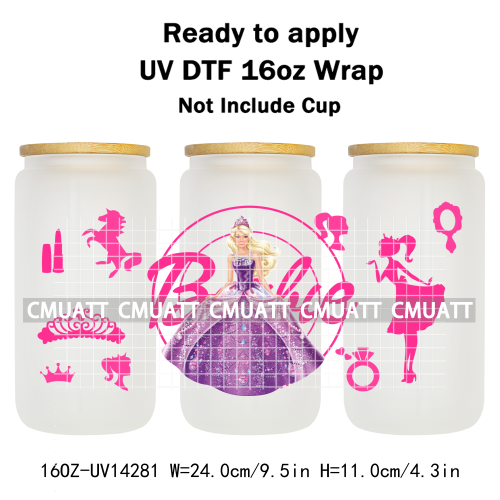 Pretty Girl UV DTF 16oz Cup Wrap Transfers Stickers Customized Selfadhesive Stickers Waterproof DIY Craft
