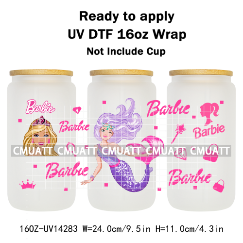 Pretty Girl UV DTF 16oz Cup Wrap Transfers Stickers Customized Selfadhesive Stickers Waterproof DIY Craft