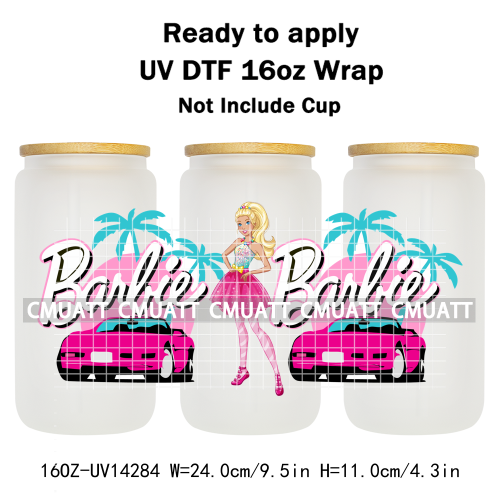 Pretty Girl UV DTF 16oz Cup Wrap Transfers Stickers Customized Selfadhesive Stickers Waterproof DIY Craft