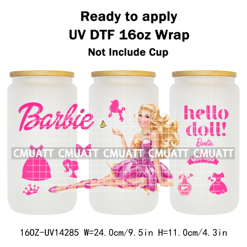 Pretty Girl UV DTF 16oz Cup Wrap Transfers Stickers Customized Selfadhesive Stickers Waterproof DIY Craft