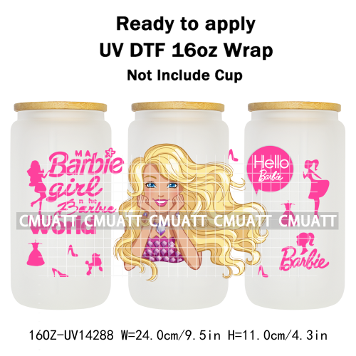 Pretty Girl UV DTF 16oz Cup Wrap Transfers Stickers Customized Selfadhesive Stickers Waterproof DIY Craft