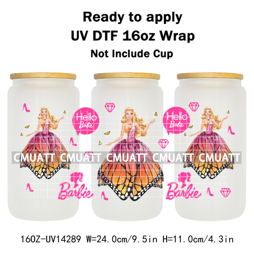 Pretty Girl UV DTF 16oz Cup Wrap Transfers Stickers Customized Selfadhesive Stickers Waterproof DIY Craft