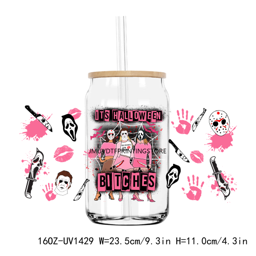 Pink Scream Ghost Face 16OZ UV DTF Cup Wrap Transfers Stickers Custom Labels DIY Durable Waterproof Logo For Libbey Glass Can