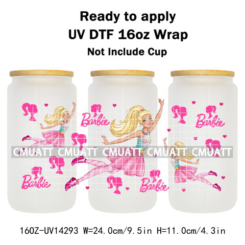 Pretty Girl UV DTF 16oz Cup Wrap Transfers Stickers Customized Selfadhesive Stickers Waterproof DIY Craft
