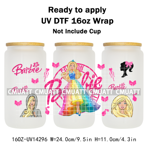 Pretty Girl UV DTF 16oz Cup Wrap Transfers Stickers Customized Selfadhesive Stickers Waterproof DIY Craft