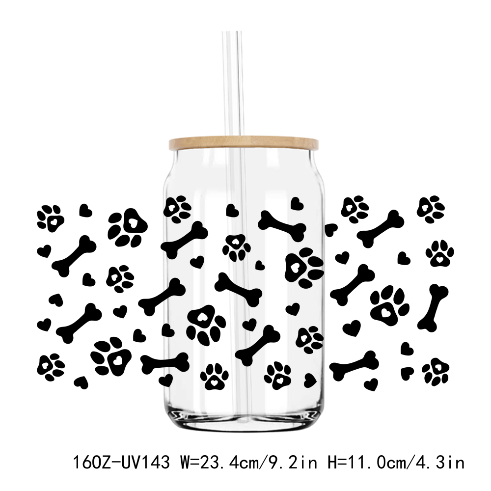 Dog Mom Paw Print 16OZ UV DTF Stickers Wrap