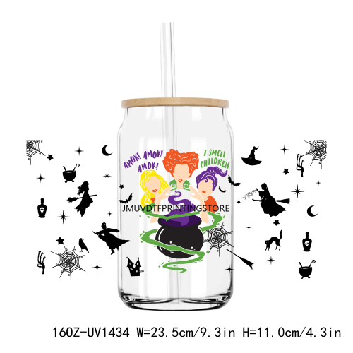 Cute Halloween Cartoon 16OZ UV DTF Cup Wrap Transfers Stickers Custom Labels DIY Durable Waterproof Logo For Libbey Glass Can