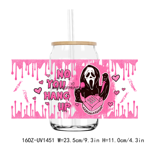 Pink Scream Ghost Face 16OZ UV DTF Cup Wrap Transfers Stickers Custom Labels DIY Durable Waterproof Logo For Libbey Glass Can