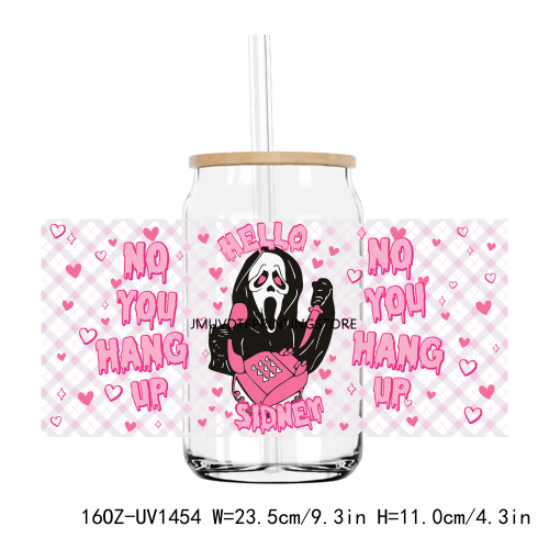 Pink Scream Ghost Face 16OZ UV DTF Cup Wrap Transfers Stickers Custom Labels DIY Durable Waterproof Logo For Libbey Glass Can