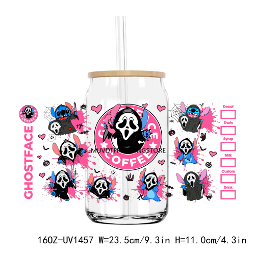 Pink Scream Ghost Face 16OZ UV DTF Cup Wrap Transfers Stickers Custom Labels DIY Durable Waterproof Logo For Libbey Glass Can