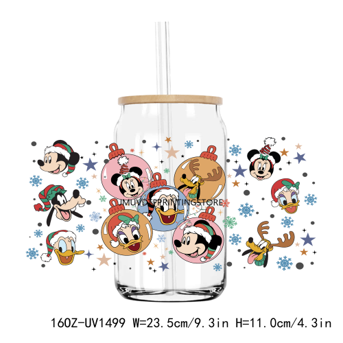 Christmas Mouse And Friend 16OZ UV DTF Cup Wrap Transfer Stickers Custom Labels DIY Durable Waterproof Logo For Libbey Glass Can