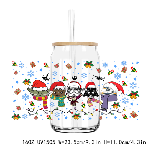 Christmas Jack And Sally 16OZ UV DTF Cup Wrap Transfers Stickers Custom Labels DIY Durable Waterproof Logo For Libbey Glass Can