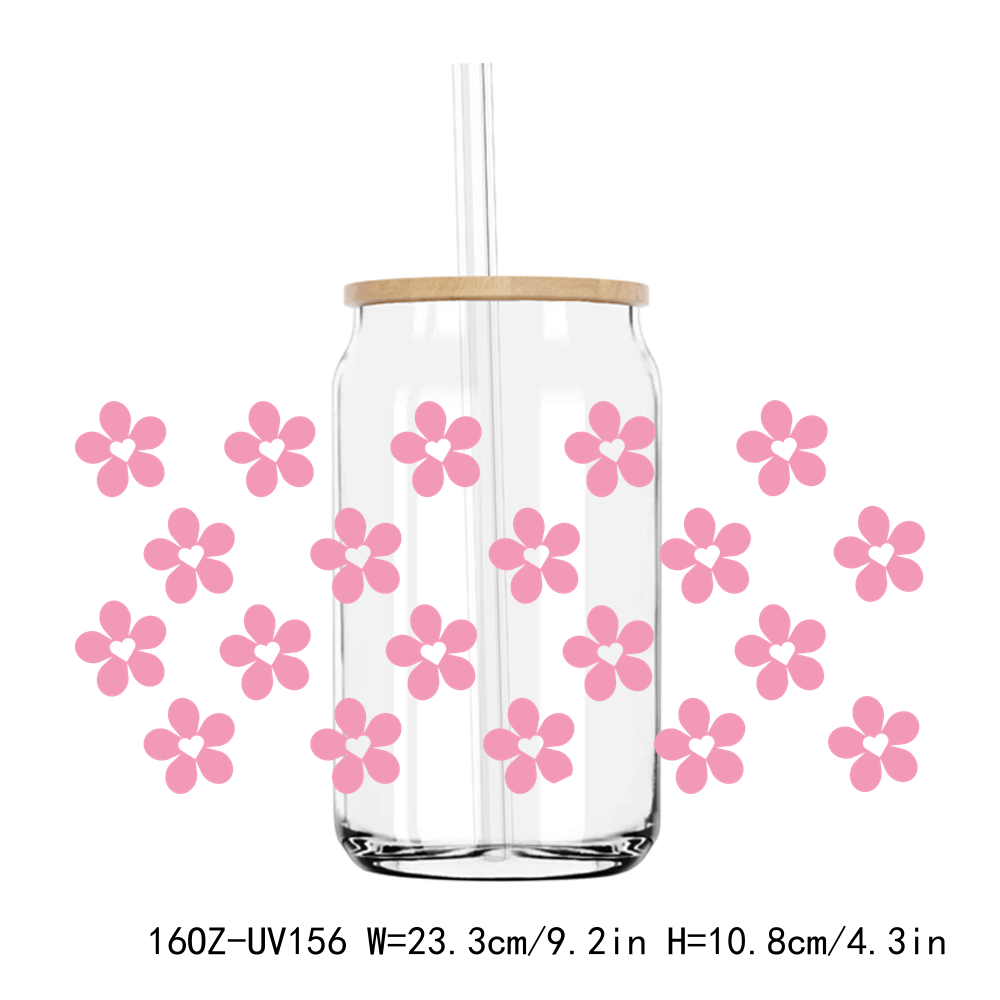 Pink Flowers 16OZ UV DTF Stickers Wrap