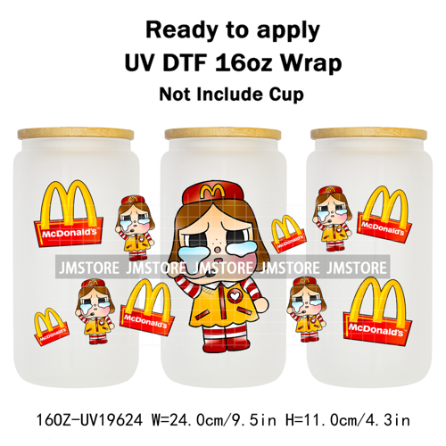 Dramatic Cartoon Crying Baby Girls UV DTF Wraps Transfer Stickers Selfadhesive Waterproof High Quality For 16OZ Libbey Glass Can