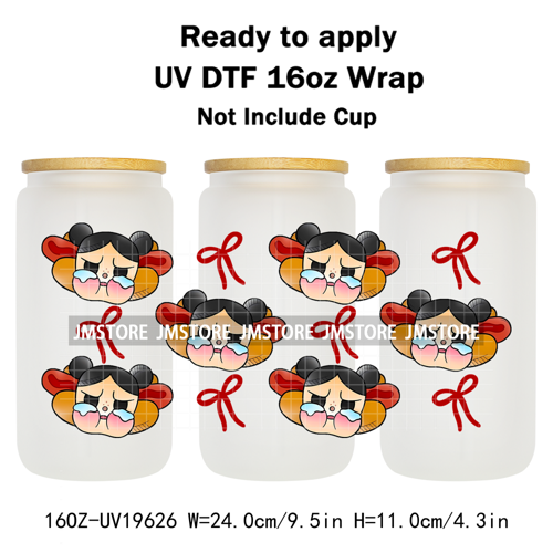 Dramatic Cartoon Crying Baby Girls UV DTF Wraps Transfer Stickers Selfadhesive Waterproof High Quality For 16OZ Libbey Glass Can