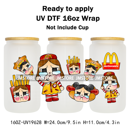 Dramatic Cartoon Crying Baby Girls UV DTF Wraps Transfer Stickers Selfadhesive Waterproof High Quality For 16OZ Libbey Glass Can