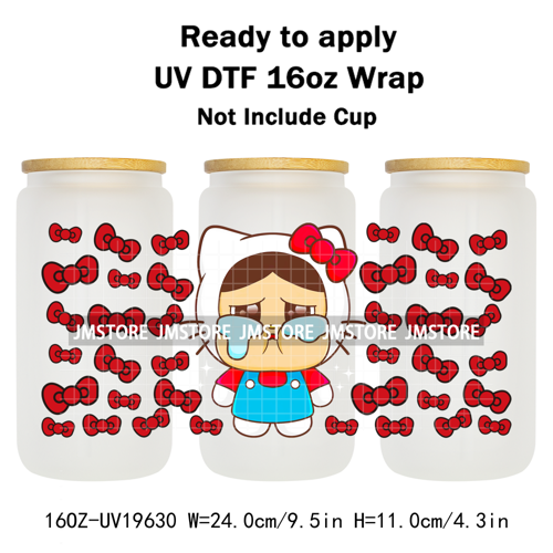 Dramatic Cartoon Crying Baby Girls UV DTF Wraps Transfer Stickers Selfadhesive Waterproof High Quality For 16OZ Libbey Glass Can