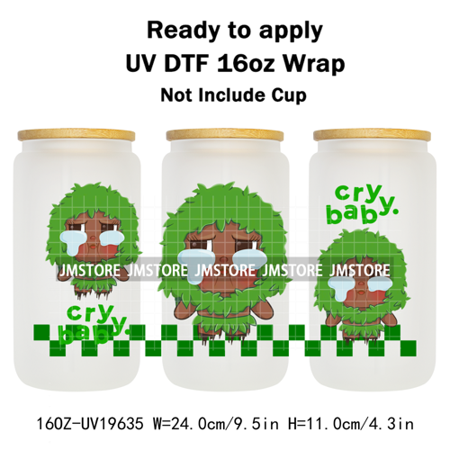 Dramatic Cartoon Crying Baby Girls UV DTF Wraps Transfer Stickers Selfadhesive Waterproof High Quality For 16OZ Libbey Glass Can