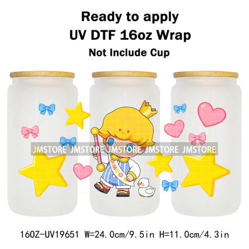 Trendy Costumes Boy Cartoon Character 16OZ UV DTF Cup Wraps Ready To Apply Waterproof Transfer Stickers For Libbey Glass Can Mug