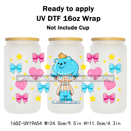 Trendy Costumes Boy Cartoon Character 16OZ UV DTF Cup Wraps Ready To Apply Waterproof Transfer Stickers For Libbey Glass Can Mug