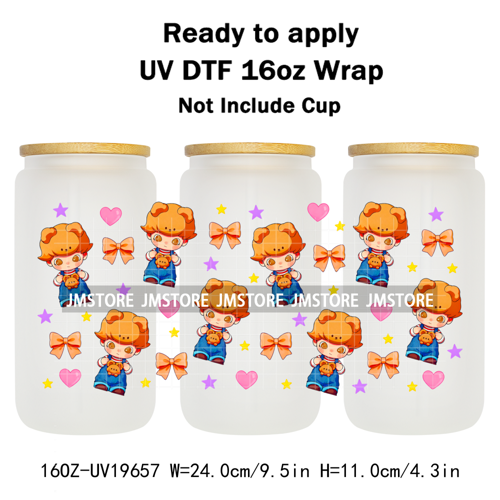 Trendy Costumes Boy Cartoon Character 16OZ UV DTF Cup Wraps Ready To Apply Waterproof Transfer Stickers For Libbey Glass Can Mug