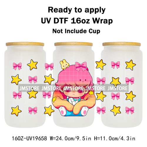 Trendy Costumes Boy Cartoon Character 16OZ UV DTF Cup Wraps Ready To Apply Waterproof Transfer Stickers For Libbey Glass Can Mug