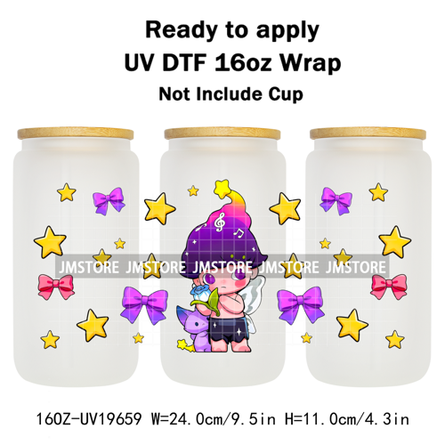 Trendy Costumes Boy Cartoon Character 16OZ UV DTF Cup Wraps Ready To Apply Waterproof Transfer Stickers For Libbey Glass Can Mug