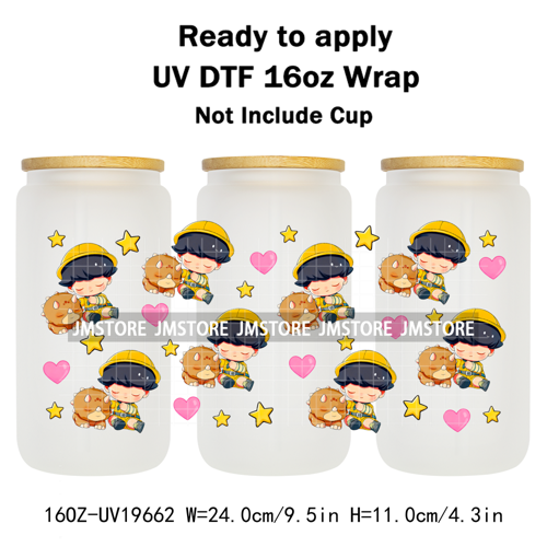 Trendy Costumes Boy Cartoon Character 16OZ UV DTF Cup Wraps Ready To Apply Waterproof Transfer Stickers For Libbey Glass Can Mug