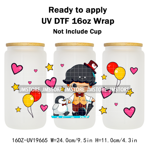 Trendy Costumes Boy Cartoon Character 16OZ UV DTF Cup Wraps Ready To Apply Waterproof Transfer Stickers For Libbey Glass Can Mug