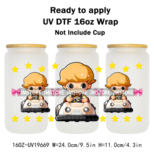 Trendy Costumes Boy Cartoon Character 16OZ UV DTF Cup Wraps Ready To Apply Waterproof Transfer Stickers For Libbey Glass Can Mug
