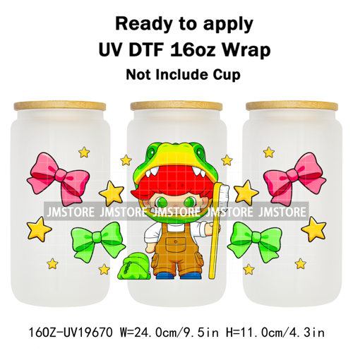 Trendy Costumes Boy Cartoon Character 16OZ UV DTF Cup Wraps Ready To Apply Waterproof Transfer Stickers For Libbey Glass Can Mug