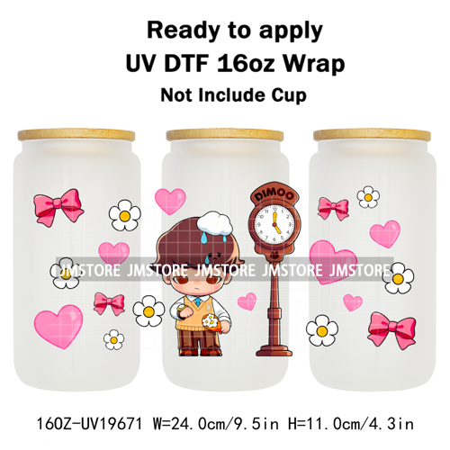 Trendy Costumes Boy Cartoon Character 16OZ UV DTF Cup Wraps Ready To Apply Waterproof Transfer Stickers For Libbey Glass Can Mug