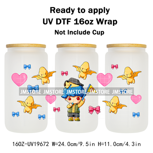 Trendy Costumes Boy Cartoon Character 16OZ UV DTF Cup Wraps Ready To Apply Waterproof Transfer Stickers For Libbey Glass Can Mug