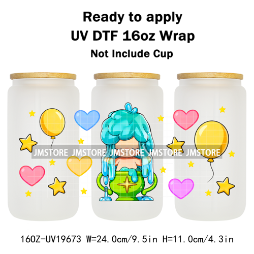 Trendy Costumes Boy Cartoon Character 16OZ UV DTF Cup Wraps Ready To Apply Waterproof Transfer Stickers For Libbey Glass Can Mug