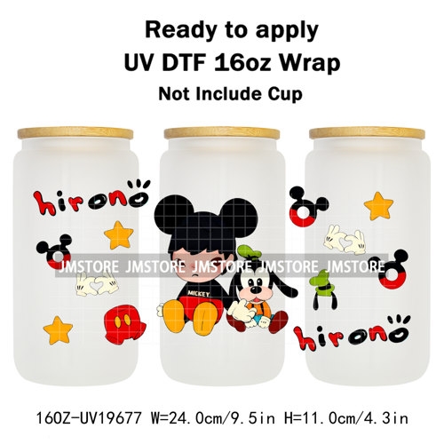 Iconic Fluffy Characters Cartoon Mouse UV DTF Cup Wrap Ready To Apply Transfer Stickers Durable Prints For 16OZ Libbey Glass Can