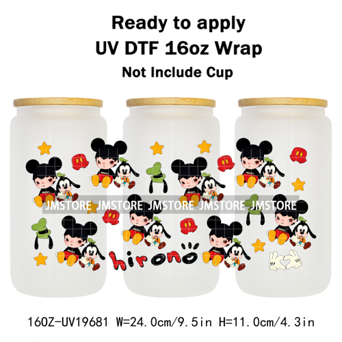 Iconic Fluffy Characters Cartoon Mouse UV DTF Cup Wrap Ready To Apply Transfer Stickers Durable Prints For 16OZ Libbey Glass Can