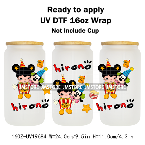 Iconic Fluffy Characters Cartoon Mouse UV DTF Cup Wrap Ready To Apply Transfer Stickers Durable Prints For 16OZ Libbey Glass Can
