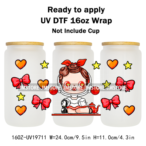 Trendy Toy Brand Dreamy Girls Cute Cartoon UV DTF Transfer Stickers Ready To Apply For 16OZ Libbey Glass Bottle Tumbler Cup Wrap