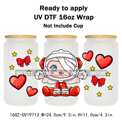 Trendy Toy Brand Dreamy Girls Cute Cartoon UV DTF Transfer Stickers Ready To Apply For 16OZ Libbey Glass Bottle Tumbler Cup Wrap