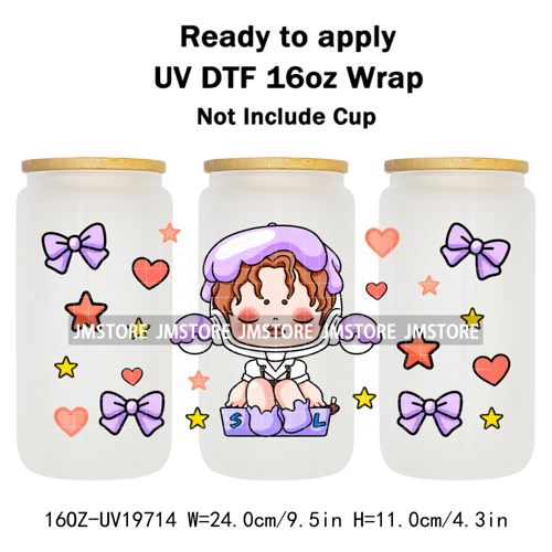Trendy Toy Brand Dreamy Girls Cute Cartoon UV DTF Transfer Stickers Ready To Apply For 16OZ Libbey Glass Bottle Tumbler Cup Wrap