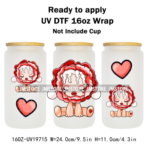 Trendy Toy Brand Dreamy Girls Cute Cartoon UV DTF Transfer Stickers Ready To Apply For 16OZ Libbey Glass Bottle Tumbler Cup Wrap