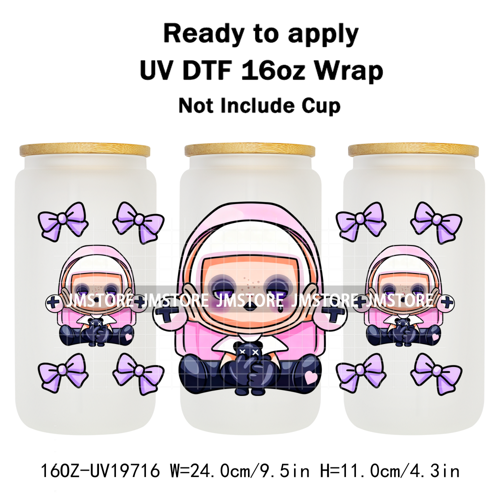 Trendy Toy Brand Dreamy Girls Cute Cartoon UV DTF Transfer Stickers Ready To Apply For 16OZ Libbey Glass Bottle Tumbler Cup Wrap