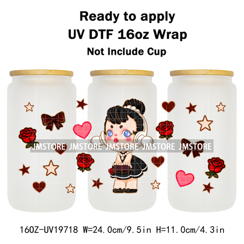 Trendy Toy Brand Dreamy Girls Cute Cartoon UV DTF Transfer Stickers Ready To Apply For 16OZ Libbey Glass Bottle Tumbler Cup Wrap
