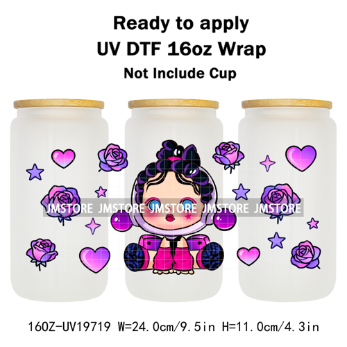 Trendy Toy Brand Dreamy Girls Cute Cartoon UV DTF Transfer Stickers Ready To Apply For 16OZ Libbey Glass Bottle Tumbler Cup Wrap