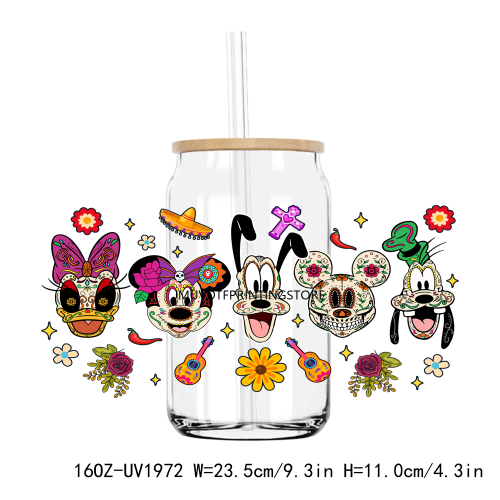Cartoon Friends Characters 16OZ UV DTF Cup Wrap Transfer Stickers Custom Labels DIY Durable Waterproof Logo For Libbey Glass Can