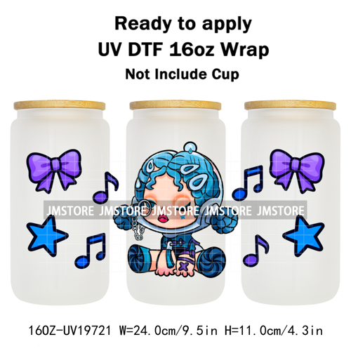 Trendy Toy Brand Dreamy Girls Cute Cartoon UV DTF Transfer Stickers Ready To Apply For 16OZ Libbey Glass Bottle Tumbler Cup Wrap