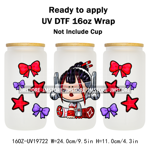 Trendy Toy Brand Dreamy Girls Cute Cartoon UV DTF Transfer Stickers Ready To Apply For 16OZ Libbey Glass Bottle Tumbler Cup Wrap